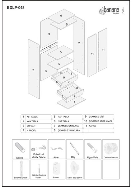 Bdlp 048 Swing 2 Kapılı 2 Çekmeceli Dolap Beyaz BDLP048BEYAZ Bebek indirimleri