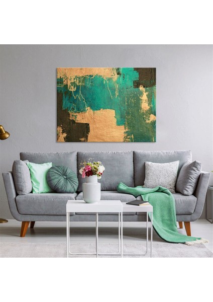 Tablolife Turkuaz Günler - Yağlı Boya Dokulu Tablo 100X150 Çerçeve - Siyah 100X150 cm