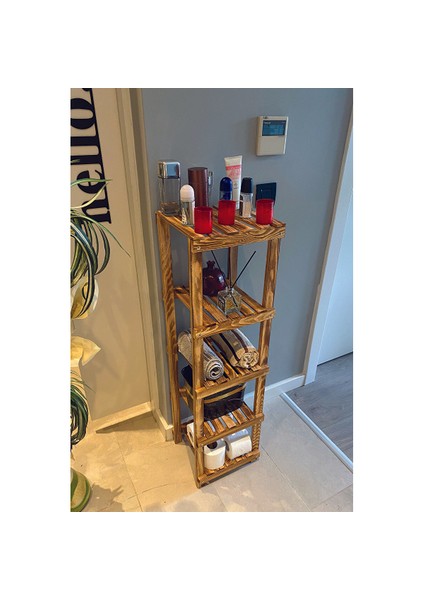 Ahşap 5 Raflı Açık Banyo Dolabı Banyo Düzenleyici Raf MOB114 fiyatları