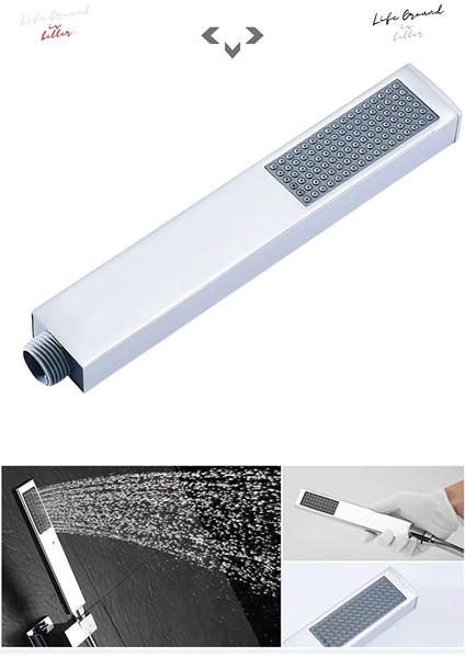 Sq-Stick Krom Kare Duş Başlığı El Duşu Duş Telefonu Abs Üzeri Krom Kaplama Duş Başlığı