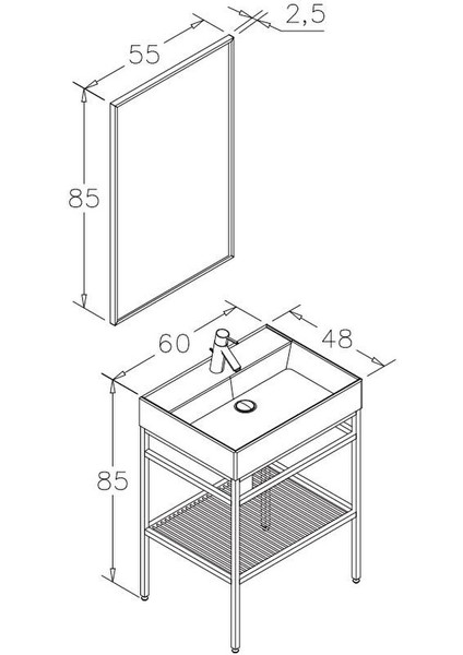Capetown 60 cm Krem Banyo Dolabı Alt Modül ve Lavabo fiyatları