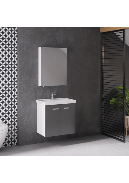 Denko Terra 65 cm Mdf Antrasit Gri Banyo Dolabı Alt Modül, Lavabo fiyatları