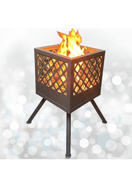 Bahçe Şöminesi Ateş Çukuru 60 Litre Büyük Boy Şömine Bahçe Sobası Balkon Isıtma Fire Pit