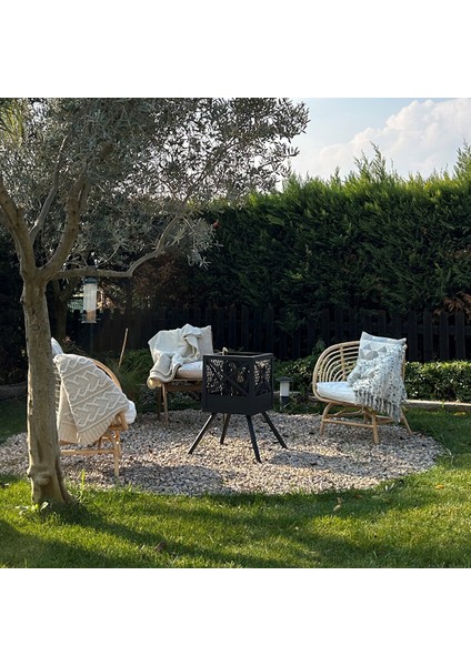 Bahçe Şöminesi Ateş Çukuru 60 Litre Büyük Boy Şömine Bahçe Sobası Balkon Isıtma Fire Pit fırsatları