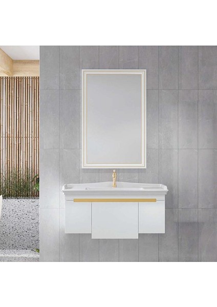 Denko Motta 100 cm Asma Mdf Beyaz Banyo Dolabı Takımı