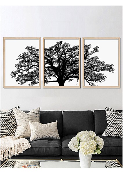 3 Parça Ağaç Tablo Set 21X30 cm Natural