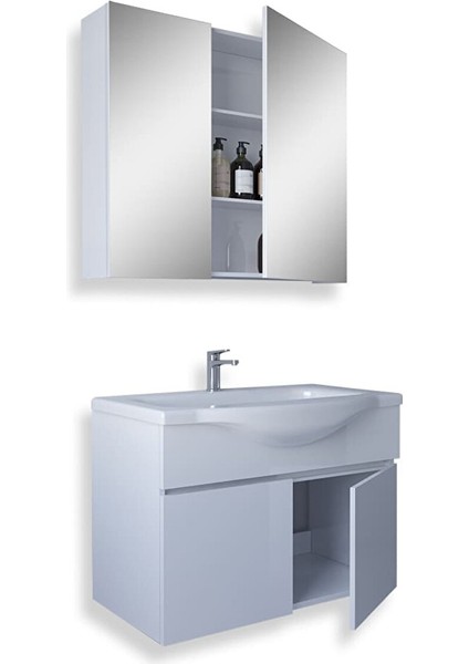 Kahire 80 cm Mdf Banyo Dolabı Seti Beyaz