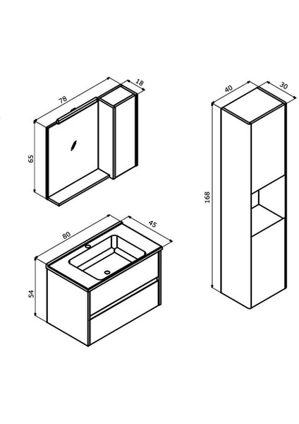 Düden 80 cm Mdf Çekmeceli Beyaz Banyo Dolabı Takımı ve Boy Dolabı fırsatları