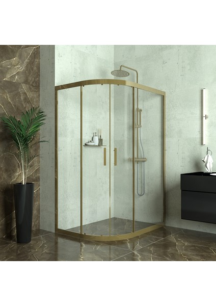 Bronze Si̇ri̇us 6mm Şeffaf Cam Asimetrik Oval Duşakabin 100X130 cm