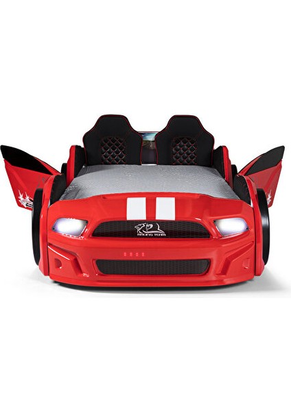 Kırmızı Arabalı Yatak Kapıları Açılan Mustang Full Ledli Kumandalı ve Müzikli fiyatları