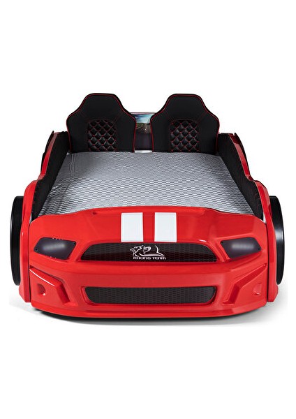 Kırmızı Arabalı Yatak Kapıları Açılan Mustang Full Ledli Kumandalı ve Müzikli modelleri