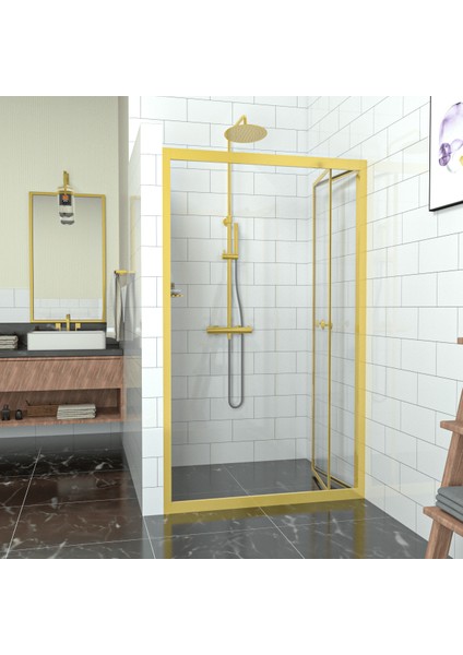 Gold Cori̇na Akordion Şeffaf Cam Duşakabin 97 cm modelleri