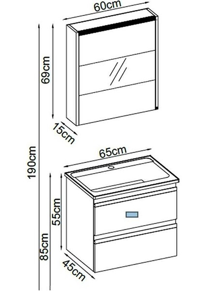 Woodline Banyo Dolap Takımı Woodline 5565 V31 65CM Beyaz fiyatları