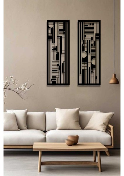 Modern Stil 2 Li Metal Duvar Dekoru Seti