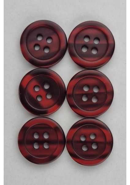 Akrilik Dört Delikli Parlak Kırmızı Kaban Çeket Hırka Yelek Düğmesi 6 Adet
