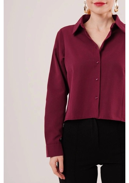 Ön Dikiş Detaylı Bordo Gömlek fırsatları