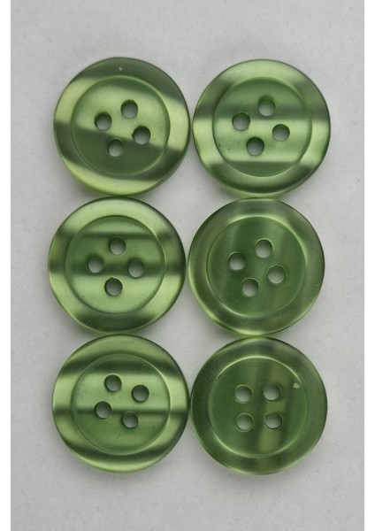 Akrilik Dört Delikli Parlak Yeşil Kaban Çeket Hırka Yelek Düğmesi 6 Adet