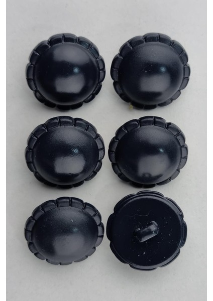 Plastik Bombeli Yuvarlak Lacivert Kaban Çeket Hırka Yelek Düğmesi 6 Adet