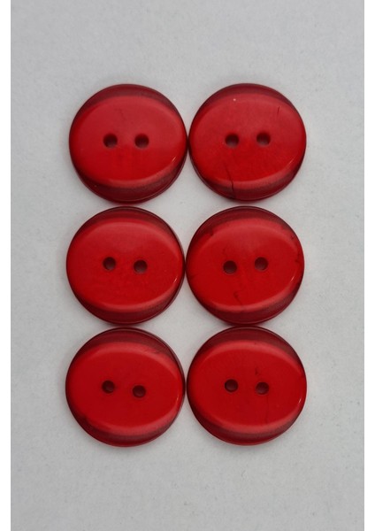 Akrilik Yuvarlak Kırmızı Kaban Çeket Hırka Yelek Düğmesi 6 Adet