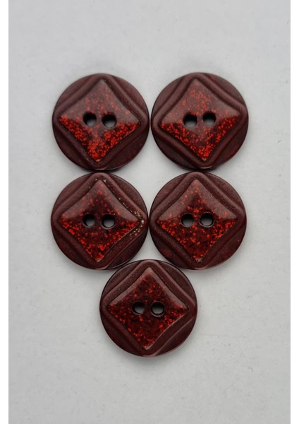 Küçük Boy Akrilik Simli Yuvarlak Bordo Çeket Hırka Yelek Düğmesi 5 Adet