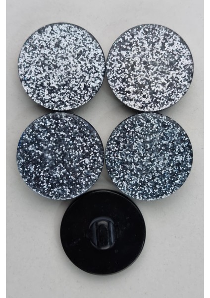 Büyük Boy Akrilik Simli Mavi Kaban Çeket Hırka Yelek Düğmesi 5 Adet