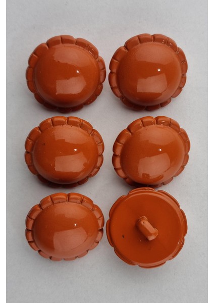 Plastik Bombeli Yuvarlak Turuncu Kaban Çeket Hırka Yelek Düğmesi 6 Adet