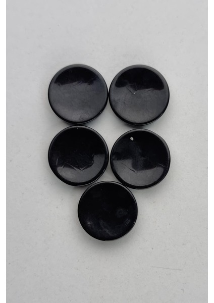 Küçük Boy Akrilik Deliksiz Düz Siyah Hırka Çeket Yelek Düğmesi 5 Adet