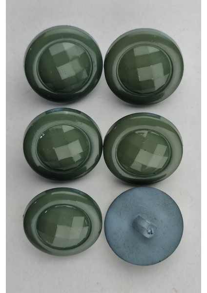 Akrilik Bombeli Yuvarlak Yeşil Kaban Çeket Hırka Yelek Düğmesi 6 Adet