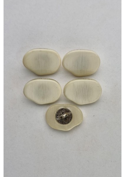 Küçük Boy Akrilik Deliksiz Krem Çeket Hırka Yelek Düğmesi 5 Adet