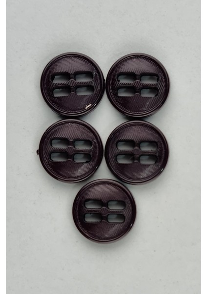 Küçük Akrilik Dikdörtgen Delikli Mürdüm Kaban Çeket Hırka Yelek Düğmesi 5 Adet