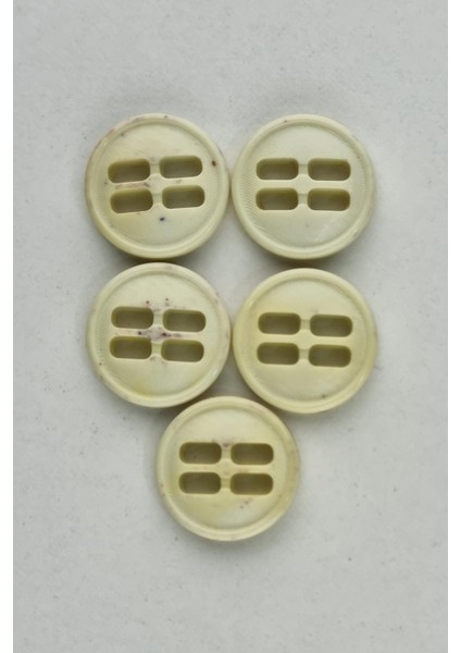 Küçük Akrilik Dikdörtgen Delikli Krem Kaban Çeket Hırka Yelek Düğmesi 5 Adet