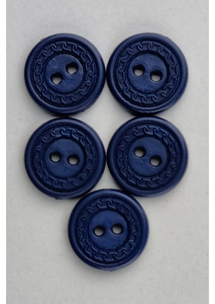 Orta Boy Zincir Desenli Akrilik Lacivert Kaban Çeket Hırka Yelek Düğmesi 5 Adet