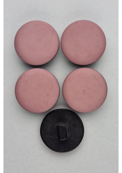 Orta Boy Akrilik Süet Pembe Kaban Çeket Hırka Yelek Düğmesi 5 Adet