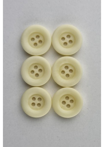 Akrilik Mat Dört Delikli Yuvarlak Açık Krem Çeket Hırka Yelek Düğmesi 6 Adet