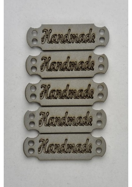 Dikilebilir Deri Dikdörtgen Handmade Etiketi Gri 5 Adet