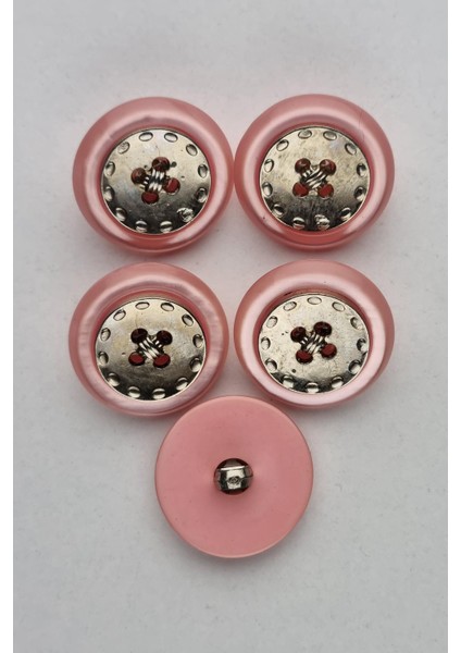 Büyük Ortası Metal Akrilik Somon Kaban Çeket Hırka Yelek Düğmesi 5 Adet