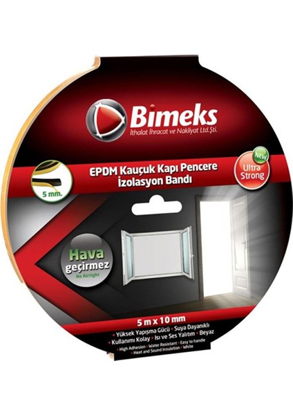 Kauçuk Kapı Pencere Bandı 5mm Siyah