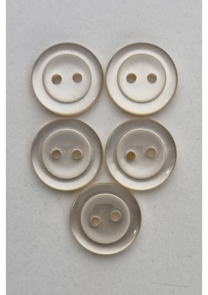 Akrilik Şeffaf Yuvarlak Renkli Ekru Çeket Hırka Yelek Düğmesi 5 Adet