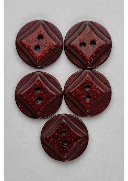 Büyük Boy Akrilik Simli Yuvarlak Bordo Çeket Hırka Yelek Düğmesi 5 Adet