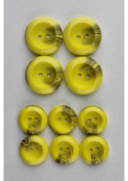 Akrilik 4 Adet Büyük 6 Adet Küçük Çanak Sarı Kaban Çeket Hırka Yelek Düğmesi