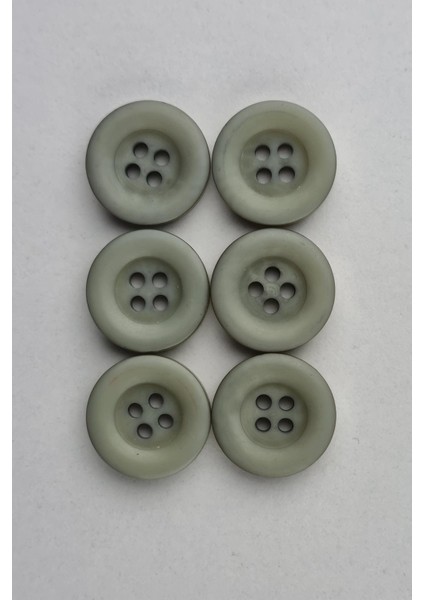Akrilik Mat Dört Delikli Yuvarlak Gri Çeket Hırka Yelek Düğmesi 6 Adet