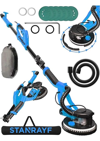 Alman 360'LEDLI 8800VF Pro Kollu Alçıpan Duvar Yüzey Zımpara Makinası Toz Emmeli Toz Torbalı fiyatları