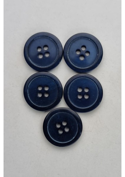 Orta Boy Akrilik Dört Delikli Klasik Lacivert Kaban Çeket Hırka Yelek Düğmesi 5 Adet