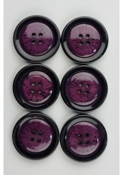 Büyük Boy Dört Delikli Mürdüm Kaban Çeket Hırka Düğmesi 6 Adet