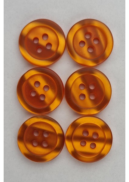 Akrilik Dört Delikli Parlak Turuncu Kaban Çeket Hırka Yelek Düğmesi 6 Adet