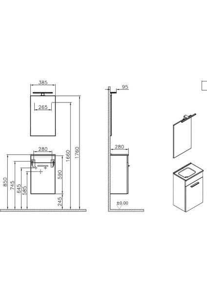 Mia 75022 Lavabo Dolabı, Demonte, 40 Cm, Parlak Beyaz modelleri