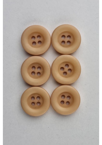 Akrilik Mat Dört Delikli Yuvarlak Açık Somon Çeket Hırka Yelek Düğmesi 6 Adet