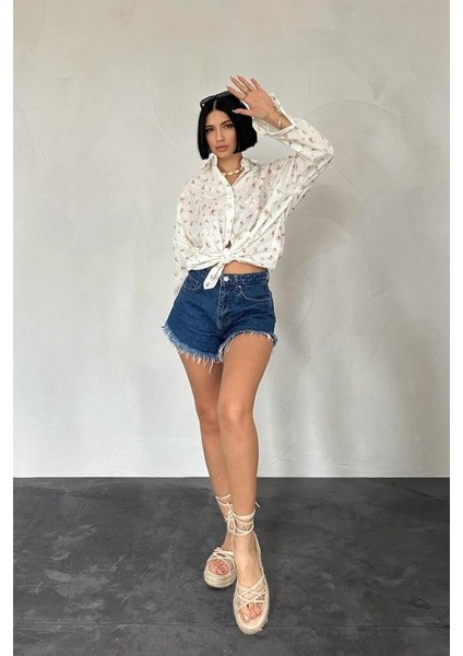 Oranj Brode Çiçek Nakışlı Klasik Gömlek fiyatları