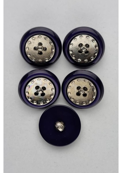 Büyük Ortası Metal Akrilik Lacivert Kaban Çeket Hırka Yelek Düğmesi 5 Adet