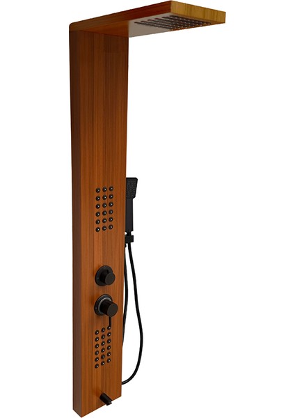 Victoria Teak Ağacı Premium Masajlı Duş Paneli - Dikey Jakuzi - Robot Duş - El Duşu - Lüx Duş